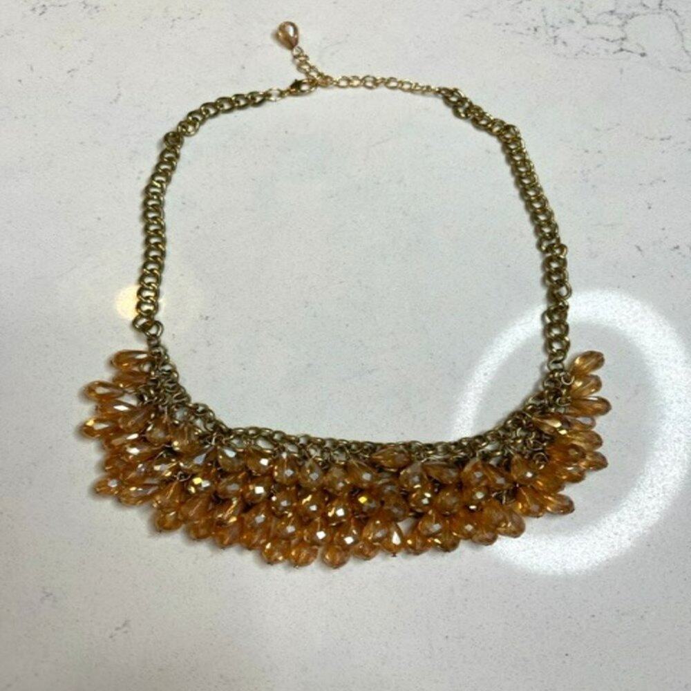 Vintage Topaz Rhinestone Bib Necklace